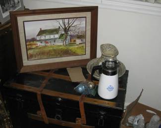 Painting and steamer trunk for Estate Sale