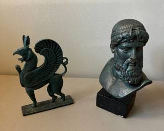 Marble and metal statues