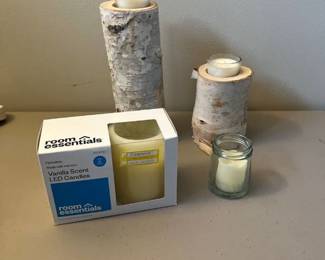 Birch candleholders and other candles