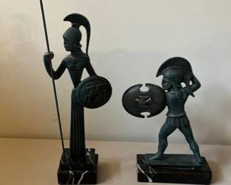 Marble and metal statues