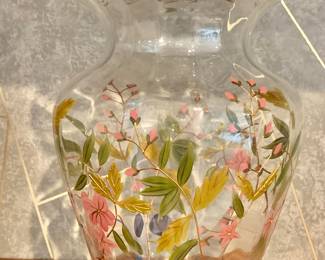 $24 - Floral painted vase - 11.75" H, 8.25" W