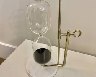 $30 -  Hourglass w/marble Base -  - 11" H, base 4.75" diam