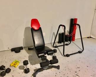 $150 - Bowflex bench; $60 - hand weights
