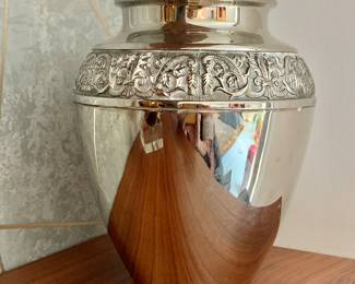 $40 -  Turkish vase (metal) - 7" H, 6" diam