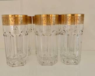 $60 - Gold rimmed glasses set of 6 - each 6" H, 3" diam