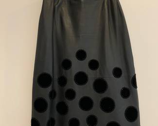 $95 - Leather black polka dot skirt Size 8-10  46 European