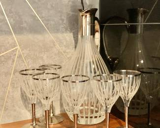 $140 - Turkish decanter and glass set: 12" H; glasses each 4.75" H