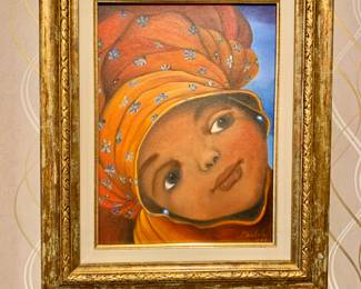 $250 - Signed original Haitian art - 22.5" H x 18.75" W