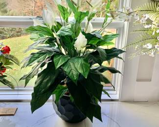 $60 - Floral decor #2 - 34" H overall; planter 9" H, 10" diam