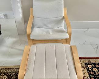 $120 - Chair and ottoman set 7" H, 26.5" W, 30" D, seat height 17" 
