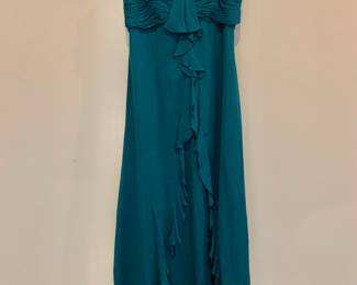 $75 - Teal blue ruffle and beaded  ball gown - Size 8
