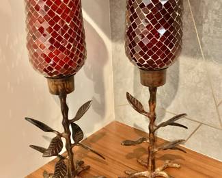 $30 each - Mosaic candle holders - each 16.5" H, base 5" x 5.75" 