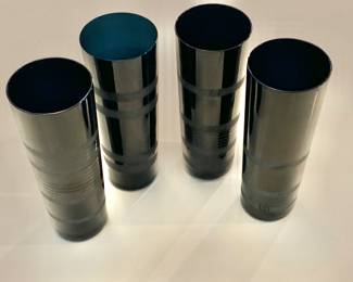 $100 - Set of 4 Orrefors etched drinking glasses - each 5.5" H, 2" diam