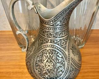 $40 - Turkish hand designed pitcher - 9.5" H, 7" W