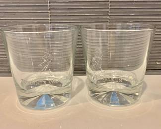 $10 - Pair Johnnie Walker glasses - each 3.75" H, 3.75" diam