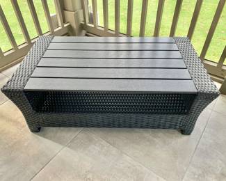 $120 - Resin wicker coffee table - 14" H, 41.5" W, 23" D 