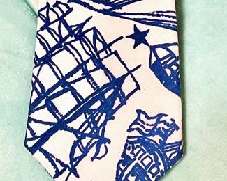 Key West Handprint fabric tie