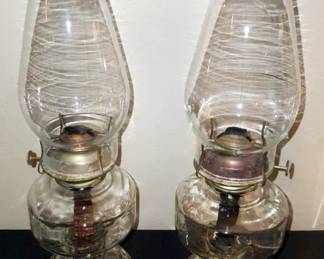Oil burning, hurricane lamps