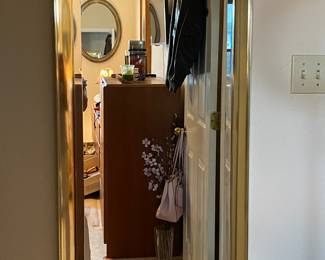 fabulous mid century gold metal framed beveled mirror