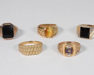 80 5PC 10K Gold & Gemstone Men's Estate Rings
