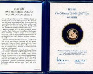 28 1980 Belize $100 Gold Proof Coin