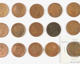 31 15pc. 1849-1856 Small Cent Coin Collection