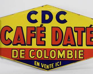 89 CDC Cafe Date Coffee Porcelain Advertising Sign