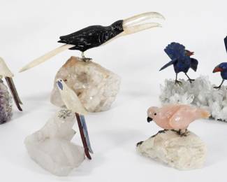 100 5PC Chinese Carved Hardstone Bird Avian Sculptures