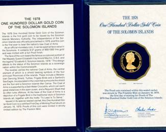 8 1978 The Solomon Islands $100 Gold Proof Coin