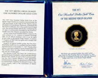 10 1977 British Virgin Islands $100 Gold Proof Coin