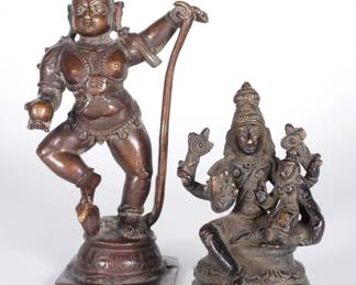 86 2PC Indian Bronze Buddha Sculptures