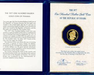 7 1977 Jordan 100 Balboa Gold Proof Coin