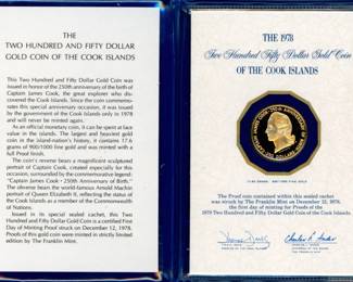 17 1978 The Cook Islands $250 Gold Proof Coin