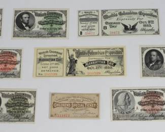 72 10PC 1893 World's Fair Tickets