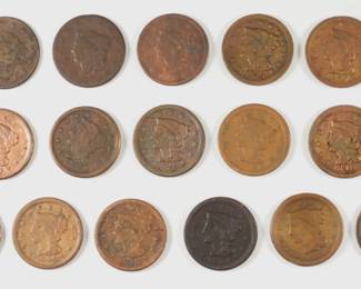 43 16pc. 1825-1852 Large Cent Coin Collection
