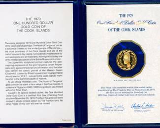 12 1979 The Cook Islands $100 Gold Proof Coin