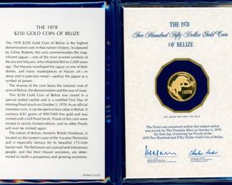 16 1978 Belize $250 Gold Proof Coin