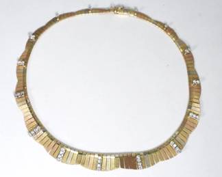 74 14K Tri-color Gold & Diamond Necklace