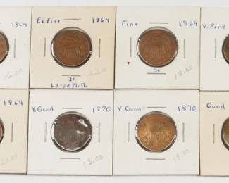 42 8pc. 1864-1871 2 Cent Coin Collection
