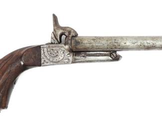36. Belgian Double Barrel Pinfire Pistol