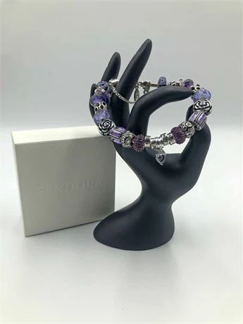 Pandora Sterling, Peace, Love Happiness Charm Bracelet 