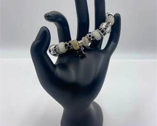 Sterling Silver Black Charm Bracelet 