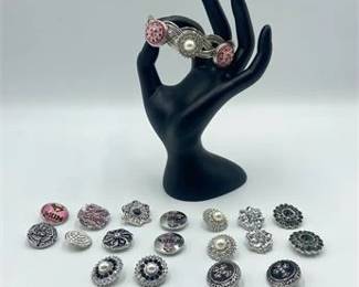 Interchangeable Snap Gem Stone Cuff Bracelet 