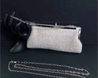 Silver Diamante Clutch Purse 