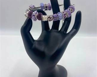 Sterling Purple Charm Bracelet 