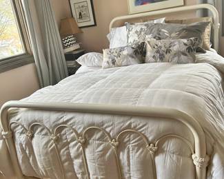 Antique Iron Bed Frame, White/Cream, mattresses and bedding not available, FULL size, $325