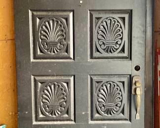 Double Door Entry Set (only one door pictured),  Black, absolutely beautiful, has wear as seen in photos, can be cleaned up, each door is 36" W x 80" H, Set is $800