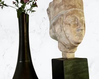 Vintage Museum Model Bust, what an incredible pice to compliment any shelf or mantle, head is made of plaster, 14.75" H overall,  base is 4.75" W, $225