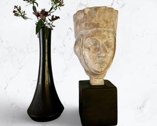 Vintage Museum Model Bust, what an incredible pice to compliment any shelf or mantle, head is made of plaster, 14.75" H overall,  base is 4.75" W, $225