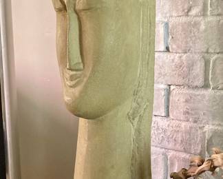Statue Head, Tete Le Femme by Modigliani - This is an Approved Reproduction of the actual Statue that is located at the Louvre in Paris, weighs about 32 lbs, has some damage - $625